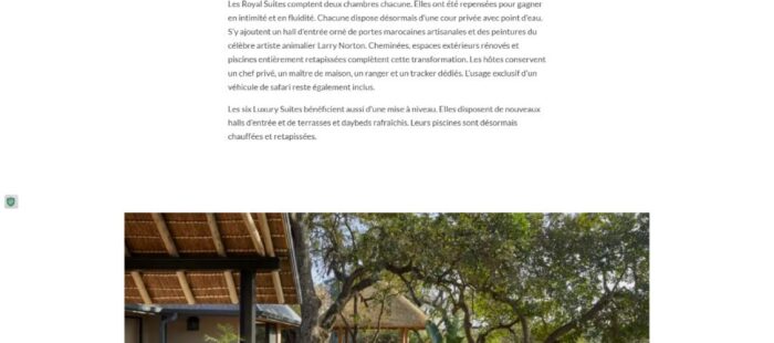 Escapade (France) – Malewane Lodge announcement in French travel magazine